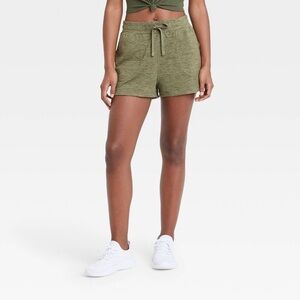 Women's Mid-Rise Cozy Spacedye Shorts 2 1/4" - JoyLab - Olive Green - sz S - new